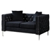 Mystic 59" Loveseat - Black Velvet - Silver Nailhead Trimmed and Chrome-Plated Legs - CAB2816