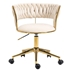 Vitalix Office Desk Chair - Ivory Velvet - Golden Legs - Adjustable Swivel