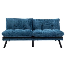 Eastonview 71" Convertible Sofa Bed - Blue Chenille - Metal Legs 