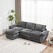 Glenridge 101 Modern Deep 3 Seater Sofa with Ottoman - Dark Grey Polyester - CAB2826