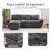 Glenridge 101 Modern Deep 3 Seater Sofa with Ottoman - Dark Grey Polyester - CAB2826