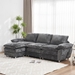 Glenridge 101 Modern Deep 3 Seater Sofa with Ottoman - Dark Grey Polyester - CAB2826