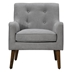 Kalinda 25" Mid Century Modern Steel Gray Woven Fabric Tufted Armchair - Walnut Finish Legs