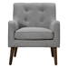 Kalinda 25" Mid Century Modern Steel Gray Woven Fabric Tufted Armchair - Walnut Finish Legs - CAB2828