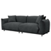 Cloudhaven Oversized Loveseat Sofa for Living Room - 3 Seater Sofa - Solid Wood Frame Couch with 2 Pillows - Black