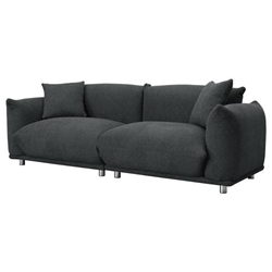 Cloudhaven Oversized Loveseat Sofa for Living Room - 3 Seater Sofa - Solid Wood Frame Couch with 2 Pillows - Black 