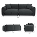 Cloudhaven Oversized Loveseat Sofa for Living Room - 3 Seater Sofa - Solid Wood Frame Couch with 2 Pillows - Black - CAB2831