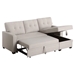 Cascadia 82" Upholstered Pull out Sectional Sofa with Chaise - Beige Linen - CAB2833