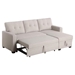 Cascadia 82" Upholstered Pull out Sectional Sofa with Chaise - Beige Linen - CAB2833