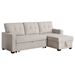 Cascadia 82" Upholstered Pull out Sectional Sofa with Chaise - Beige Linen - CAB2833