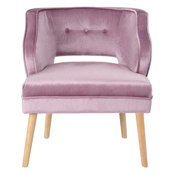 Mirenlar Mid Century Velvet Accent Chair - Lavender Purple - Rubberwood Legs 