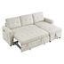 Auroridge 78" Sleeper Sofa Bed - Reversible Sectional with Storage Chaise and Side Storage Bag - Beige