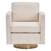 Sorvan Swivel Barrel Chair - Beige Linen Fabric - Gold Finish Legs