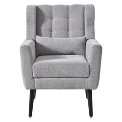 Tallulah Accent Chair - Gray Chenille - Light Brown Wood Legs 