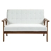 Briarbour 44" Loveseat - Beige Linen Fabric - Brown Rubber Wood Legs