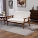 Briarbour 44" Loveseat - Beige Linen Fabric - Brown Rubber Wood Legs - CAB2863