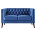 Vedette Loveseat - Navy Blue Velvet - Birch Wood Legs