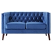 Vedette Loveseat - Navy Blue Velvet - Birch Wood Legs - CAB2870