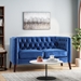 Vedette Loveseat - Navy Blue Velvet - Birch Wood Legs - CAB2870