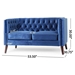 Vedette Loveseat - Navy Blue Velvet - Birch Wood Legs - CAB2870