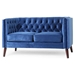 Vedette Loveseat - Navy Blue Velvet - Birch Wood Legs - CAB2870