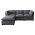 Ryvok 99" Modern Sectional Sofa - 5 Seat Reversible with Convertible Ottoman - Grey Linen Fabric