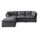 Ryvok 99" Modern Sectional Sofa - 5 Seat Reversible with Convertible Ottoman - Grey Linen Fabric - CAB2871