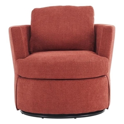 Vista Point Swivel Accent Chair - Brick Red Polyester - Black Iron Legs 