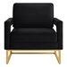 Lyriq Accent Chair with Gold Metal Base - Black Velvet - Open Armrests - CAB2879