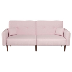 Bloomstead Convertible Sofa Bed - Velvet Pink - Wood Legs 