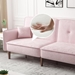 Bloomstead Convertible Sofa Bed - Velvet Pink - Wood Legs - CAB2880