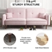 Bloomstead Convertible Sofa Bed - Velvet Pink - Wood Legs - CAB2880