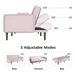 Bloomstead Convertible Sofa Bed - Velvet Pink - Wood Legs - CAB2880