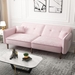 Bloomstead Convertible Sofa Bed - Velvet Pink - Wood Legs - CAB2880