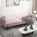 Bloomstead Convertible Sofa Bed - Velvet Pink - Wood Legs - CAB2880