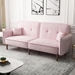 Bloomstead Convertible Sofa Bed - Velvet Pink - Wood Legs - CAB2880