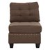 Yonderview Armless Chair - Coffee Linen Like Fabric - Tufted Cushion - Nailheads - Wood Legs