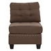 Yonderview Armless Chair - Coffee Linen Like Fabric - Tufted Cushion - Nailheads - Wood Legs - CAB2890