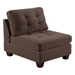 Yonderview Armless Chair - Coffee Linen Like Fabric - Tufted Cushion - Nailheads - Wood Legs - CAB2890