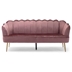 Brocade 76" 3 Seater Sofa - Blush Velvet - Gold Finish Iron Legs