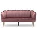 Brocade 76" 3 Seater Sofa - Blush Velvet - Gold Finish Iron Legs - CAB2896