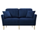 Zephyrion 2 Seater Navy Blue Velvet Round Arm Sofa with Reversible Cushions - Navy Blue Velvet Fabric - CAB2897