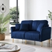 Zephyrion 2 Seater Navy Blue Velvet Round Arm Sofa with Reversible Cushions - Navy Blue Velvet Fabric - CAB2897