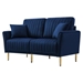 Zephyrion 2 Seater Navy Blue Velvet Round Arm Sofa with Reversible Cushions - Navy Blue Velvet Fabric - CAB2897