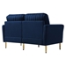 Zephyrion 2 Seater Navy Blue Velvet Round Arm Sofa with Reversible Cushions - Navy Blue Velvet Fabric - CAB2897