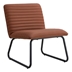 Valtorin Brown Minimalist Armless Sofa Chair - Brown Polyurethane Backrest - Black Metal Legs