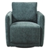 Quin Swivel Accent Chair - Soft Green Polyester Blend Fabric - Black Metal Base