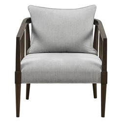 Skyhaven Accent Armchair with Removable Back Pillow - Light Grey Fabric - Mocha Finish Frame and Legs 