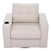 Aquilina Swivel Accent Chair - White Egyptian Velvet - Brown Wood Frame