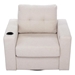 Aquilina Swivel Accent Chair - White Egyptian Velvet - Brown Wood Frame - CAB2923